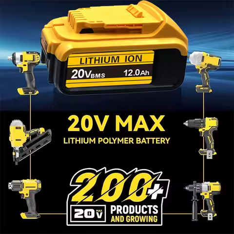 100% for Dewalt 20V Battery, 3AH 6AH 12AH Rechargeable Lithium lon Battery, for DewaltDCB200 Power T