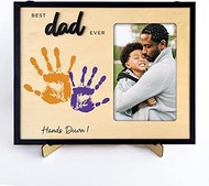 Best Dad Ever Handprint Picture Frame For Dads - Father's Day Gift From Daughter, Son - Fathers Day 