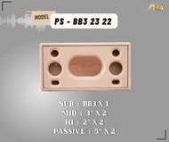 ตู้ทรงไท PS-BB3/23/22 ตู้เปล่างานดิบ ตู้ BB3 เสียงกลาง 3 นิ้ว แหลม 2 นิ้ว พาสซีพ 5 นิ้ว ตู้เปล่าตัดง