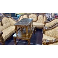 Set sofa jati ganesa fabric kuning king