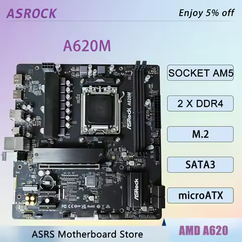 ASROCK A620M Motherboard A620 AMD AM5 CPU Support Ryzen 7 7800X3D 7 8700F 5 7500F 9 7950X 7 7700X 5