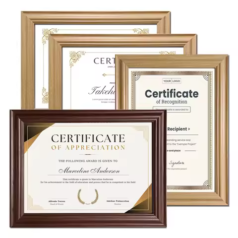 2PS A4 8x12'' Certificate Frame log Walnut Wooden Vintage Document Photo Frame for Honor Certificate
