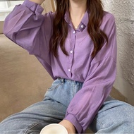 Shein  เสื้อเชิ้ตเกาหลีผู้หญิง เสื้อคลุมคาร์ดิแกนแขนยาว เสื้อชีฟอง เนื้อผ้าเบาบาง สวมใส่สบาย 5 สี 99001