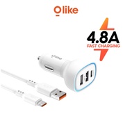 Olike Car Charger R9C Series 2U+C 4.8A Fast Charging Plus USB to Type-C Cable