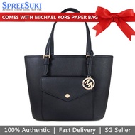 Michael Kors Handbag With Gift Paper Bag Tote Shoulder Bag Medium Snap Pocket Tote Black # 38H8GTTT6LD1