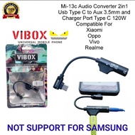 Vibox Splitter Mi-13c Audio Converter 2in1 Usb Type C to Aux 3.5mm and Charger Port Type C 120W New 