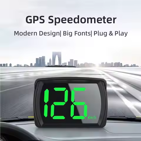 Car HUD GPS Speedometer HD LED Digital Display KM H Speed Meter Plug Play Auto Dashboard Overspeed A
