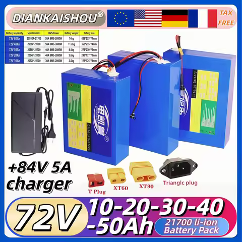 21700 Lithium battery pack 72V 10Ah 20Ah 30Ah 40Ah 50Ah With 50A BMS 0-3000W For E-tools motorcycle 