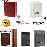 TRENY Steel Letter Box Japan Post Mailbox Trendy USA Mail Wooden Grain Besi Kotak Surat Fesyen Ins Pos Peti Surat