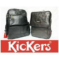 Kickers Premium Leather Korea Style Backpack Travel Casual Backpack Rugged style Bag Unisex
