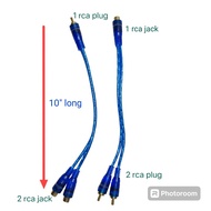AUX Y CONNECTOR 1RCA PLUG TO 2RCA JACK - 2RCA PLUG TO 1RCA JACK WITH 10-INCHES WIRE