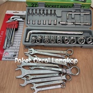27Pcs Shock Wrench Set + Wrench 11Pcs Wrench Set + 9Pcs L Wrench Combination Shock Wrench Set Comple