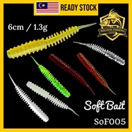 【SoF005】Umpan SP Geli-Geli Soft Plastic Lure 1pcs 6cm/1.3G Umpan Casting Sebarau Haruan Soft Bait Lu
