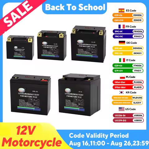 12V Lithium LiFePO4 Motorcycle Starting Battery 2Ah 4Ah 6Ah 8Ah 12Ah 16Ah Scooter Snowmobile Jet Ski