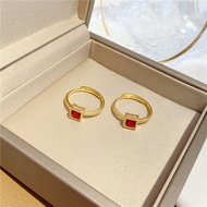 916 gold women's ring ruby women's ring Vietnamese sand gold inlaid ruby open ring