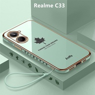 Casing Realme C33 Case Maple Leaves Plating Cover Soft TPU Phone Case Realme C33