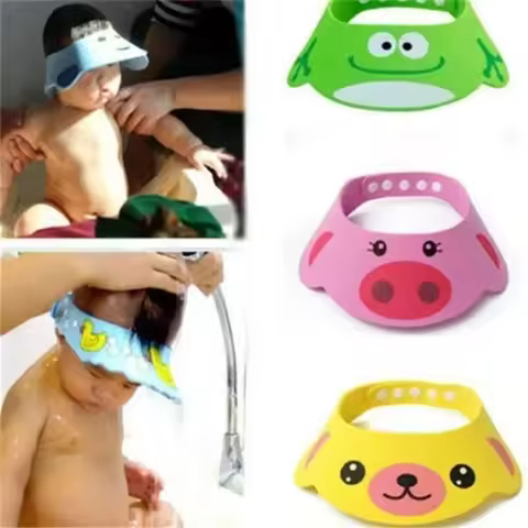 Kids Bath Visor Hat Soft Adjustable Baby Shower Cap Children Shampoo Bathing Shield Splashguard Wate
