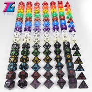 Outdoor Fun 7pc/Set Multi-Sided Dice with Marble Effect d4 d6 d8 d10 d12 d20 Game 10 Color