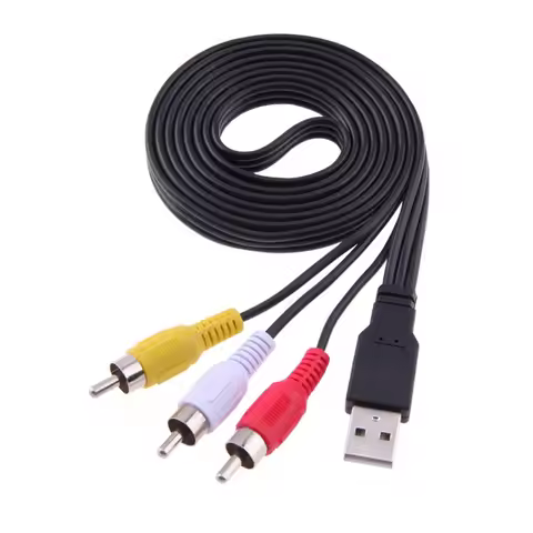 ALLOYSEED 1.5m/5FT USB Male A to 3 RCA Male AV A/V Cable Adapter USB to RCA Audio Video Converter Ca