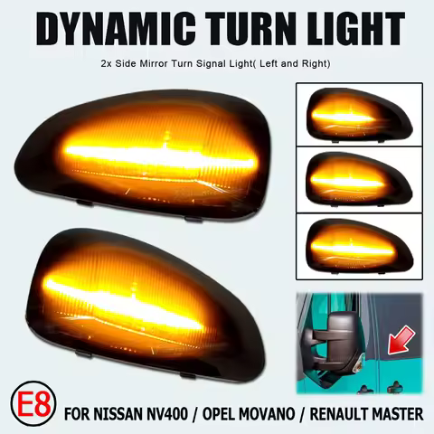 2 PCS Dynamic Rearview Side Mirror Sequential Turn Signal Lights For Renault Master MK3 VAUXHALL OPE