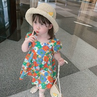 Girls Dress Korean Flower 2022 New Beach Hawaiian Style Summer Mid Skirt