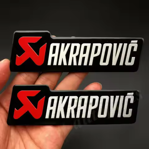 2pcs Metal AKRAPOVIC Exhaust Heat Resistant Foil Car Emblem Badge Decal Sticker