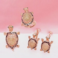 ทองคำสีกุหลาบชุบ14K สุดสร้างสรรค์ใหม่ในราคาเบาชุดเครื่องประดับเต่าสุดหรูต่างหูคริสตัลสำหรับสร้อยคอรูปแหวนสำหรับผู้หญิง