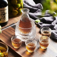 [AT]💧Japanese Style Hammer Pattern Glass Sake Pot Set Good-looking Liquor Fruit Wine Wine Cup Wine Glass Liquor Divider