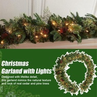 2.7m Christmas Garland With Led Lights - 6ft Pine Cone Decorative Vine With 6-hour Timer, N6