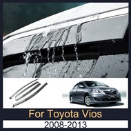 Toyota Vios 2008-2012 Door Rain Visor Deflector Acrylic Waterproof Window Guards Accessories
