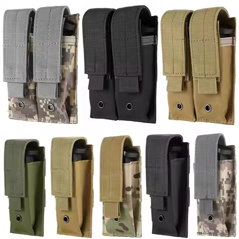 Tactical 9mm Molle Magazine Pouch Single Double Pistol Mag Pouch Outdoor Molle Open-Top Magazine Pou