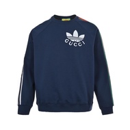 代購 義大利奢侈時裝品牌Gucci X adidas聯名拼色織帶長袖T恤