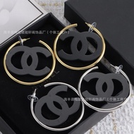 Hollow 25 Earrings Large Hoop Female Simple Double C Acrylic Light Luxury Large Hoop Wholesale Black