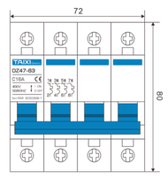 MCB DZ47-63 1P 2P 3P 4Pole Miniature Circuit Breaker DZ47 60Hz 10A 16A 20A 25A 40A 63A C type C45 Mi