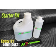 Starter kit carbon fiber+ Epoxy 1kg (mix 3:1) / carbon fiber / carbon cloth / kain cf / kevlar / kai