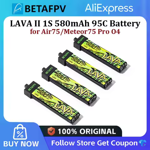 BETAFPV LAVA II 580mAh 1S 95C 3.8V Battery for Air75, Meteor75 Pro O4 Brushless Whoop Quadcopter