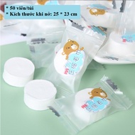 Bag of 50 cotton bear-shaped compressed tissues, disposable candy form GD593-KNenGau-50