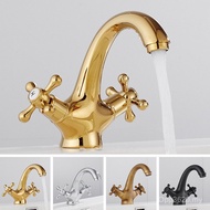 Hot and Cold Antique Faucet Washbasin All Copper Faucet Washbasin Washbasin Gold Retro European Hous