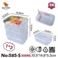 Keyway Clear Plastic Food Storage Box Capacity (500ML) Pack Of 3 Pieces Model 585-S