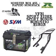 MONSTER BOX 45L + MONORACK 1SET MOTORSIKAL VF3I SPORT BONUS BONUS110 EURO 3 SPORT RIDER TOP BOX