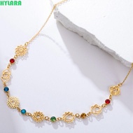 HYLARA‌ 7 Chakra Necklace, Stainless Steel Gold Color Chakra Charm Choker, Power Charm Balance Charm