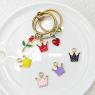 Stack Ring Set For Women Girls Pendant Ins New Trend Stainless Steel Prince's Crown Rose Flower Spin