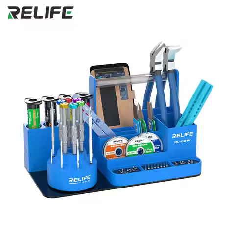 RELIFE RL-001H 360° Rotating Phone Repair Tool Rack Storage Box Tweezers Screwdriver Tool Storage To