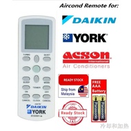 mm fan❈❀△Daikin York Acson Universal Aircond Air cond Remote Control DAIKIN/YORK/ACSON (FREE Battery)