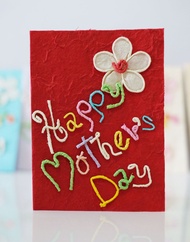 การ์ดอวยพรวันแม่ (เอียงซ้าย) (ขนาด L) Handmade Happy Mother's Day Mulberry Paper Card (Left) (Size L)