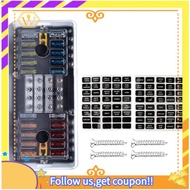 【W】20 Way Blade Fuse Block 16 Circuit Fuse Holder Fuse DC SUB Panel with Ground and Cover for Car Bo