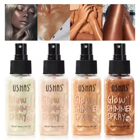 USHAS 4 Color Body Liquid Highlighter Facial Contour Brightening Makeup Long Lasting Sequin Illumina