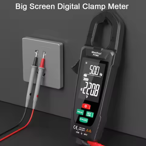 FY382 Big Screen Digital Clamp Meter AC DC Current Voltage Clamp Multimeter NCV Auto Range True RMS 