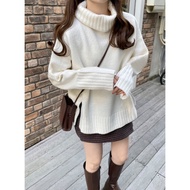 319 JUN Japan Daigou High Neck Slit Knit Top GRL