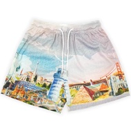 Men KINETIC Shorts New Summer Casual Shorts Muscle Fitness Sports Quarter Pants Mesh Digital Printin